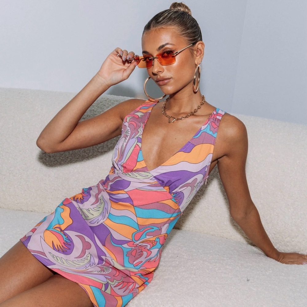 Princess Polly - Nellie Mini Dress Pink Multi Sz 10